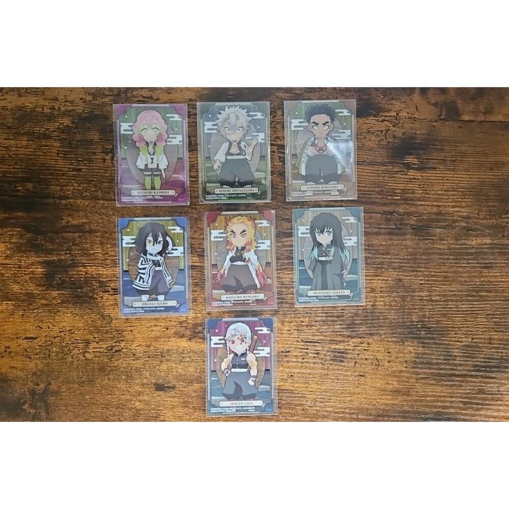 Demon Slayer‎ Set Of 7 Bandai Chibi Clear Collectible Cards